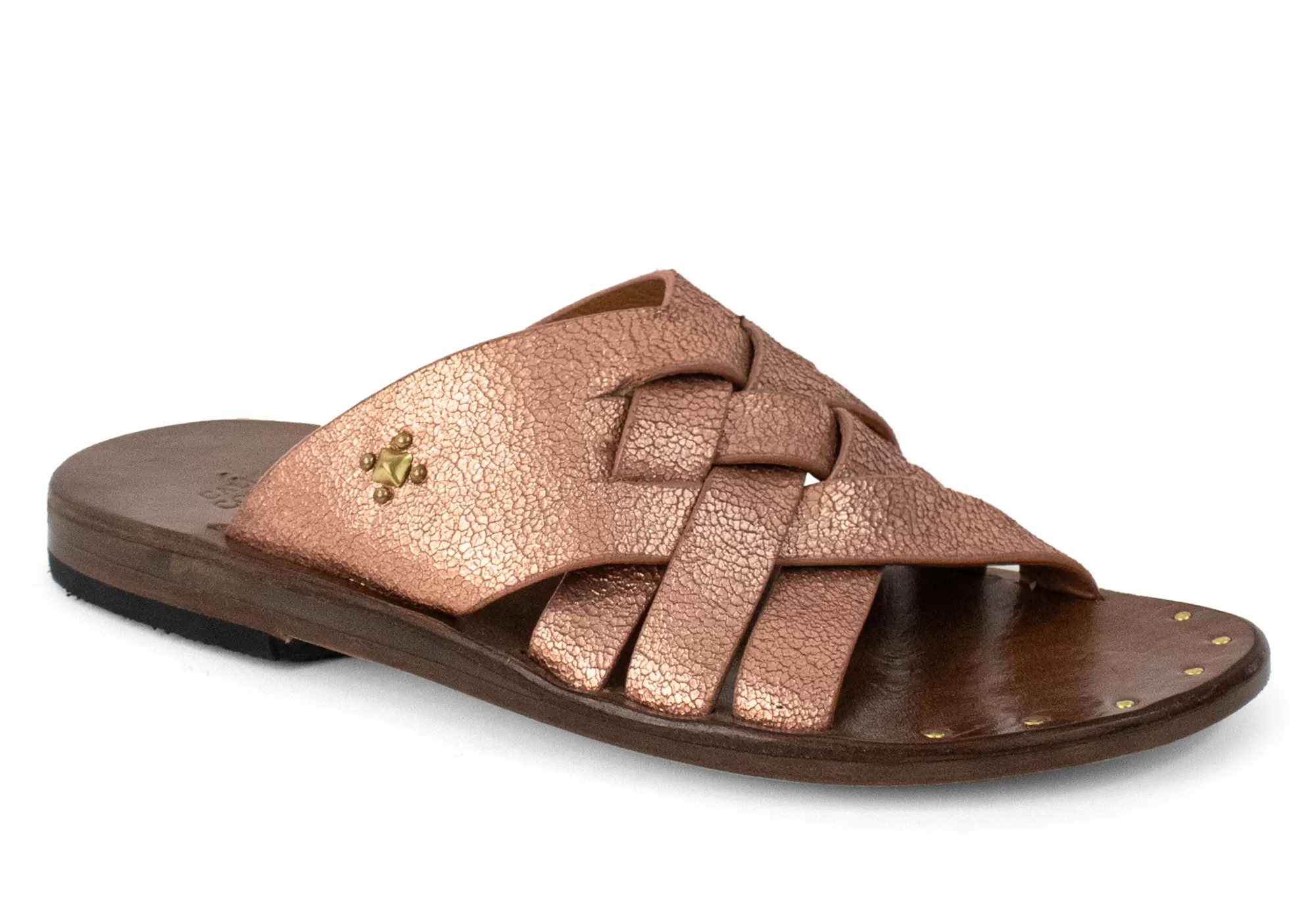 Calleen Cordero Chimi Sandal Dusty Rose Gold w/ Copper Art Fashion