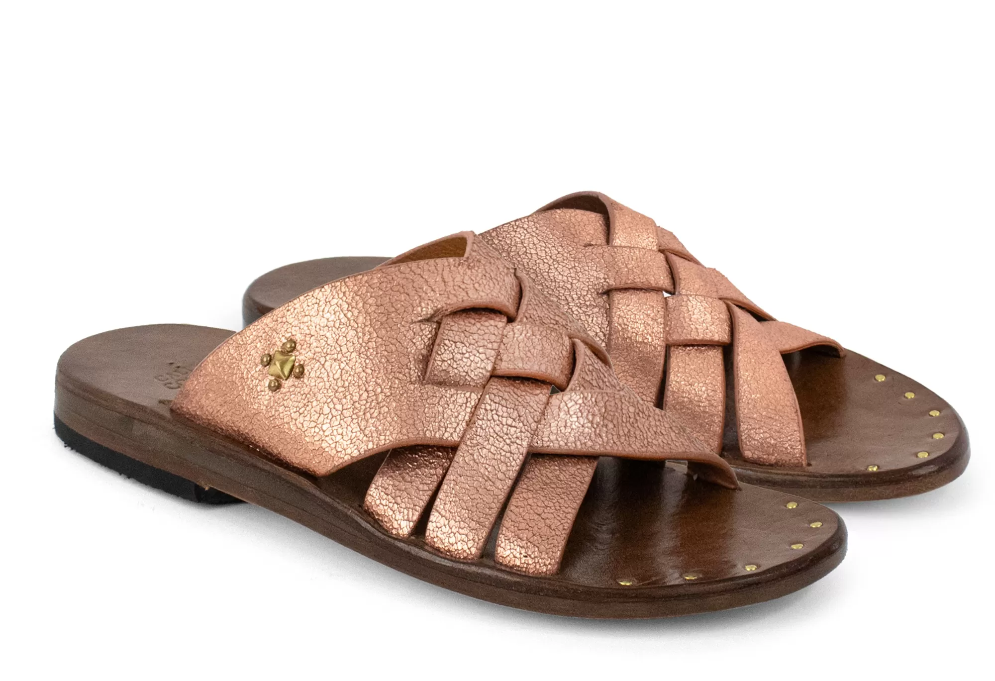 Calleen Cordero Chimi Sandal Dusty Rose Gold w/ Copper Art Fashion