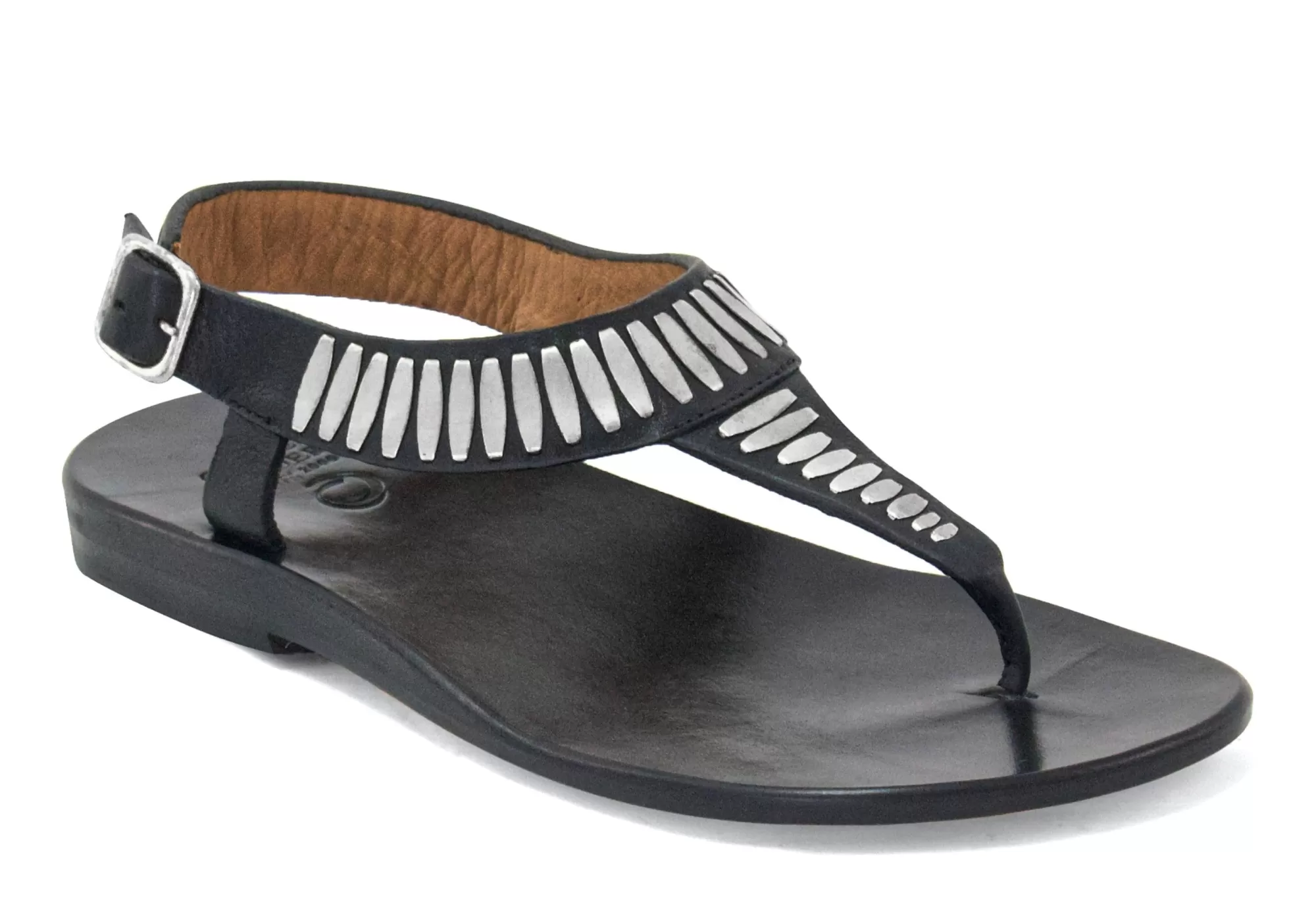 Calleen Cordero Cleo Sandal Black Aniv w/ Nickel Art Clearance
