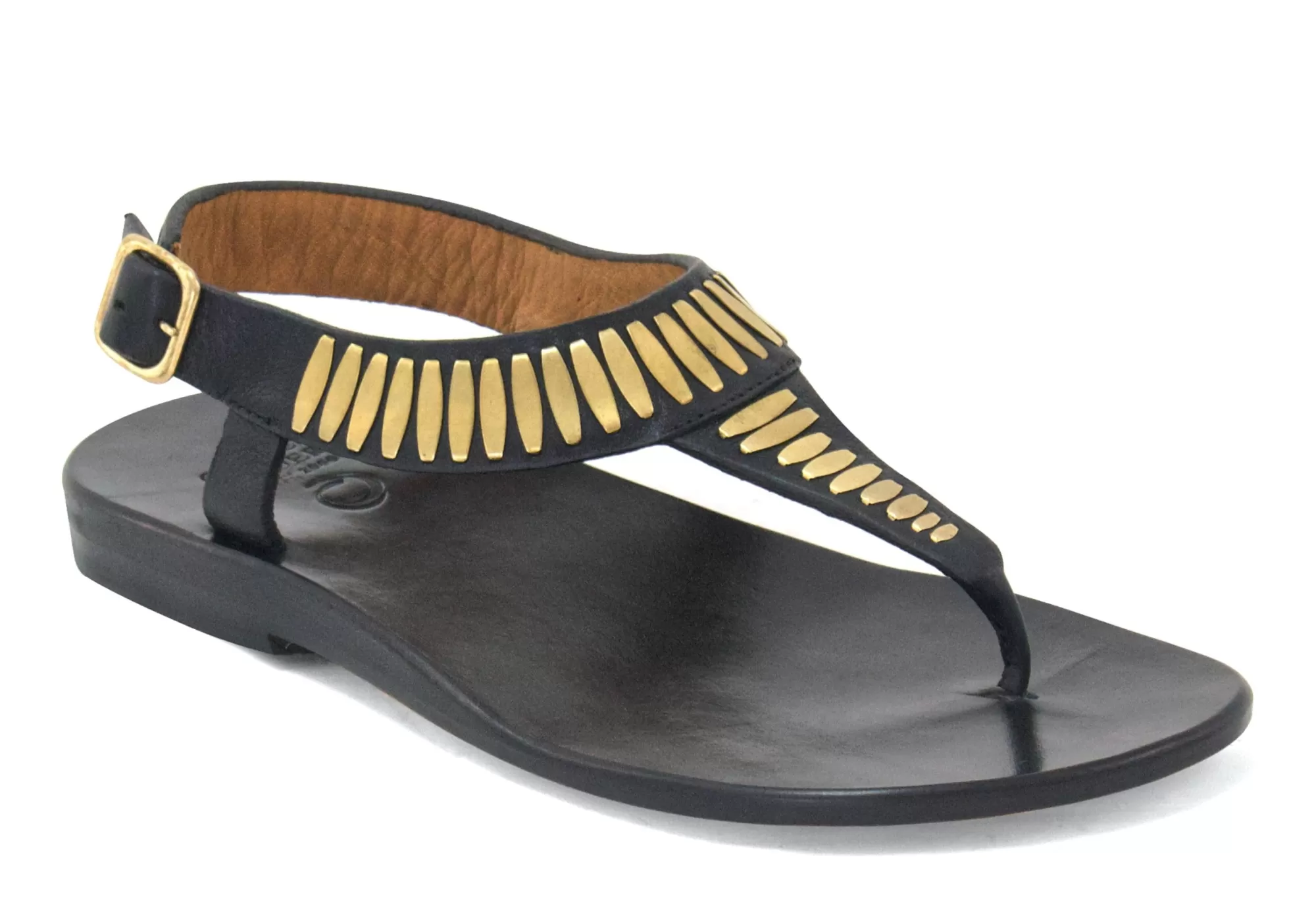 Calleen Cordero Cleo Sandal Black Romeo w/ Brass Art Shop