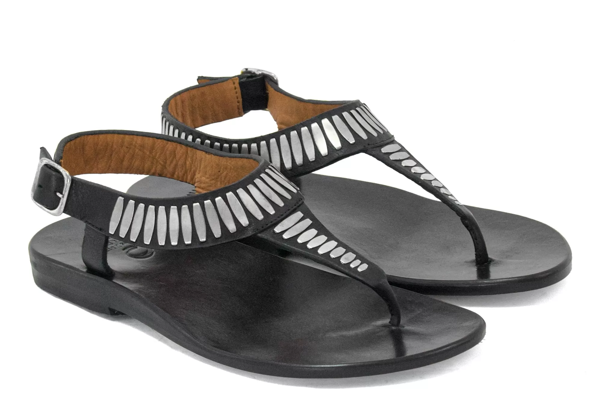 Calleen Cordero Cleo Sandal Black Aniv w/ Nickel Art Clearance
