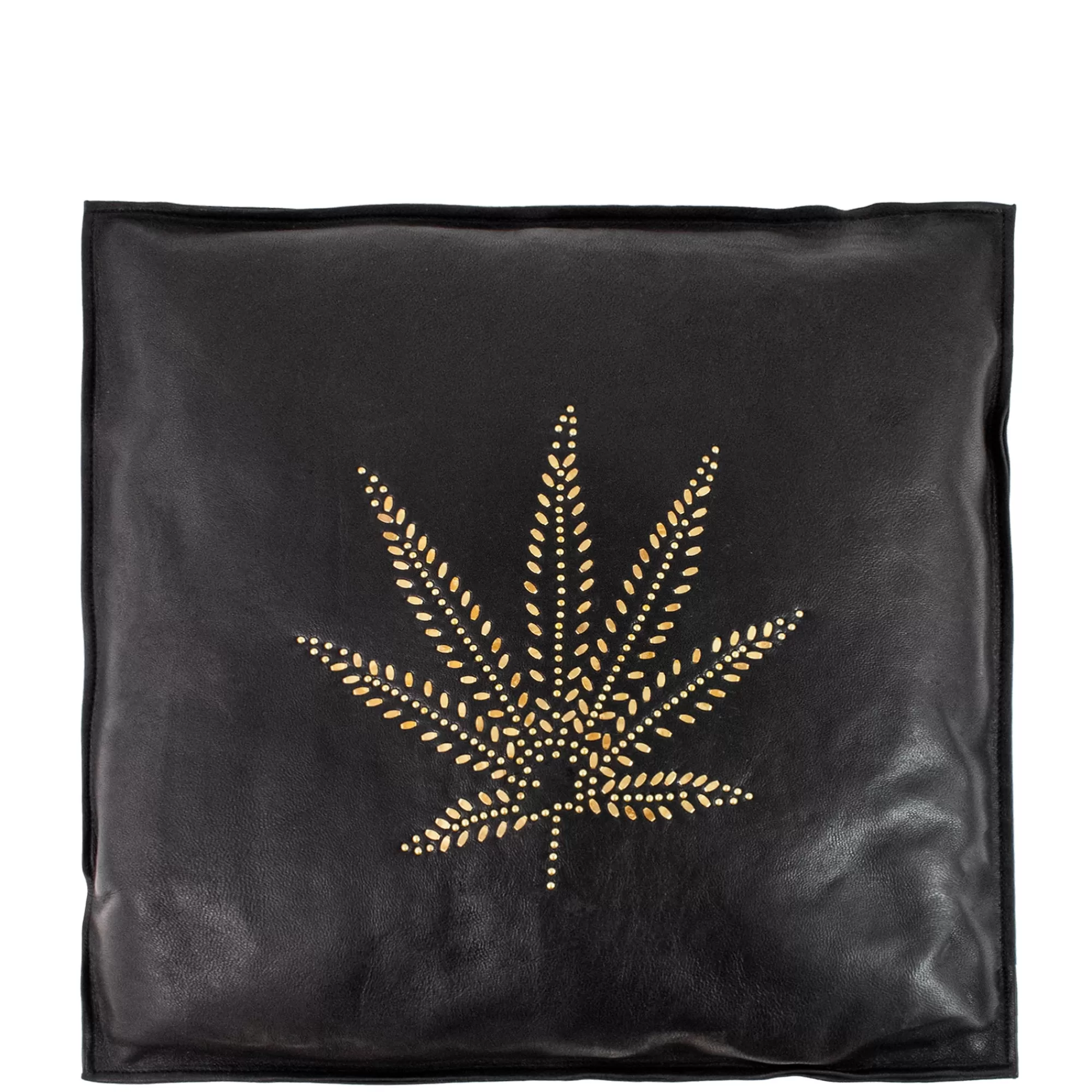 Calleen Cordero Mary Jane Pillow (includes Pillow Insert) 20" X 20" Black Leather w/Brass Discount