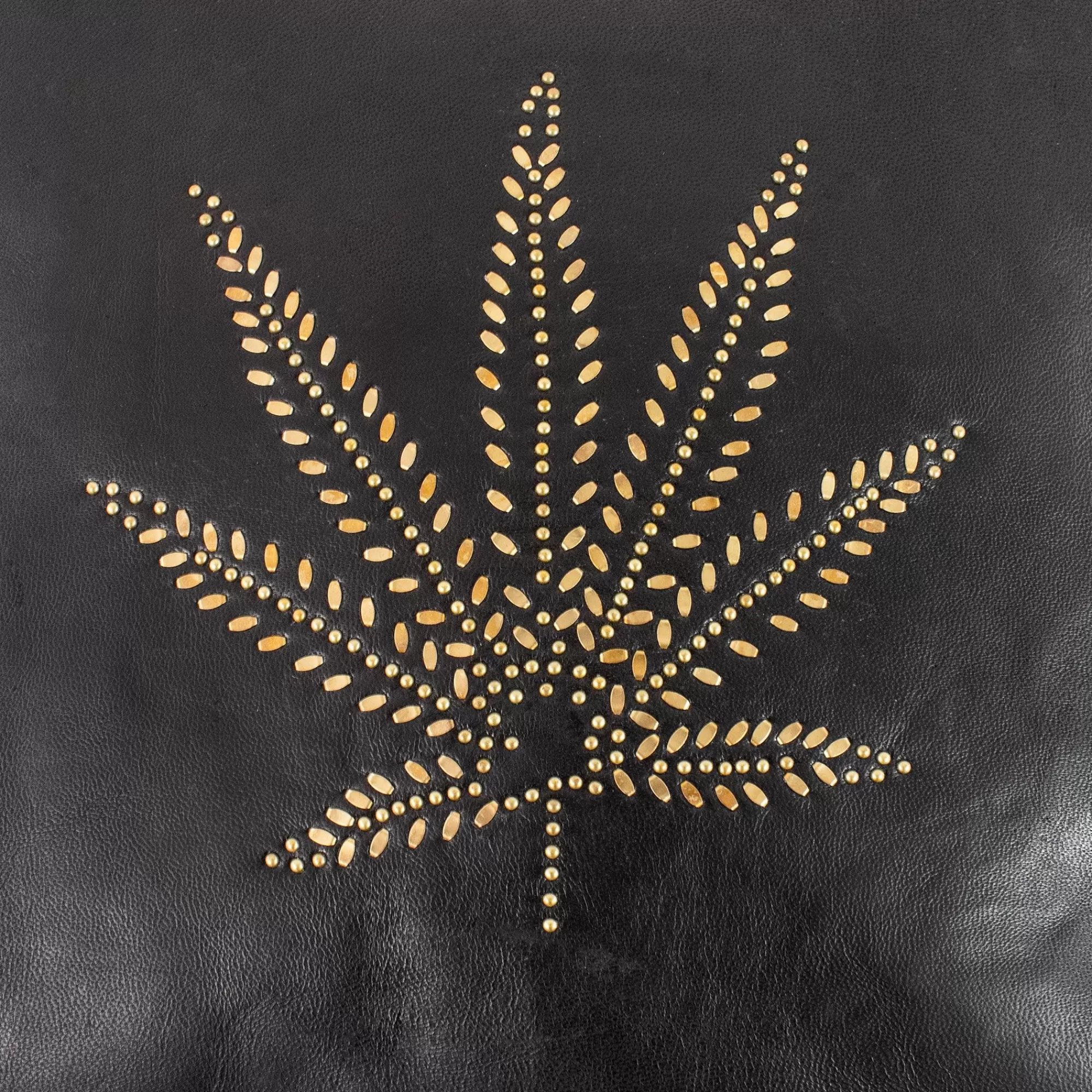 Calleen Cordero Mary Jane Pillow (includes Pillow Insert) 20" X 20" Black Leather w/Brass Discount