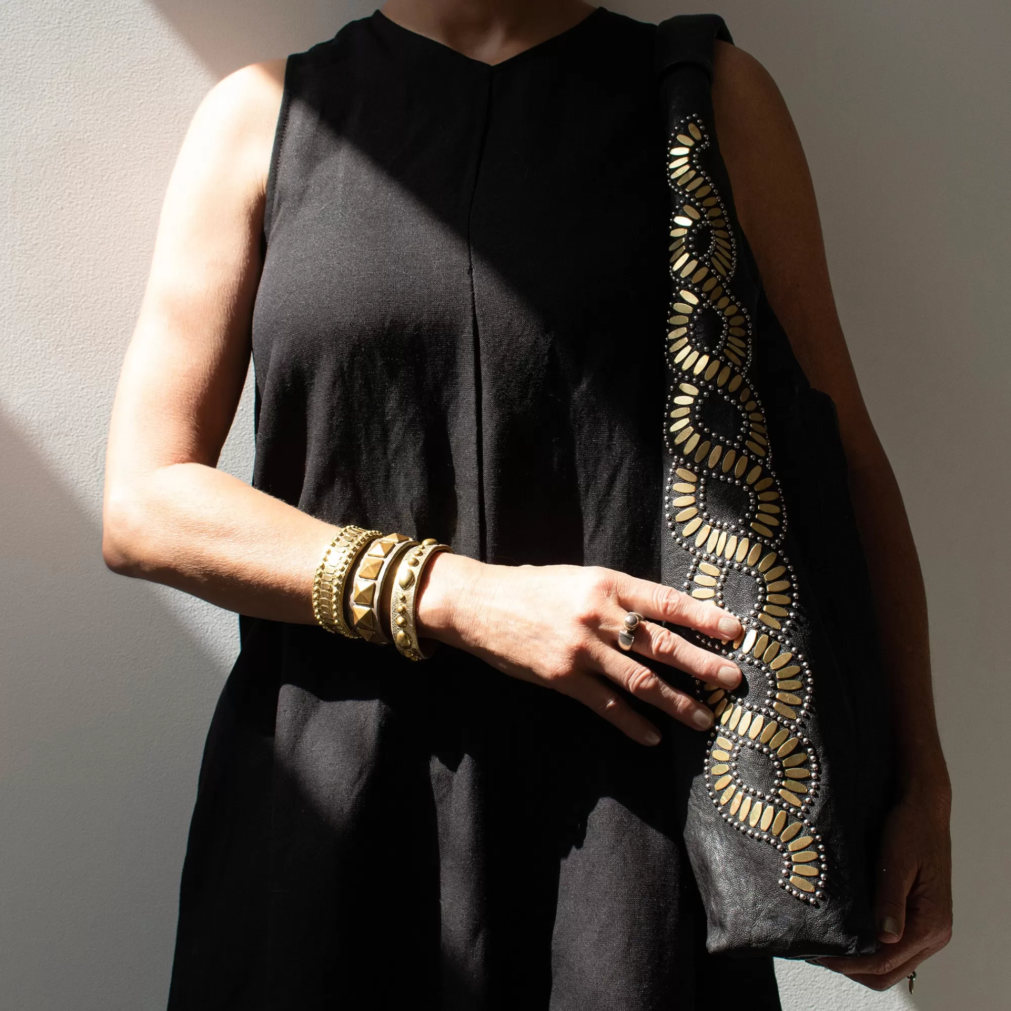 Calleen Cordero Ola Bag Black Borello w/ Brass & Nickel Art Sale