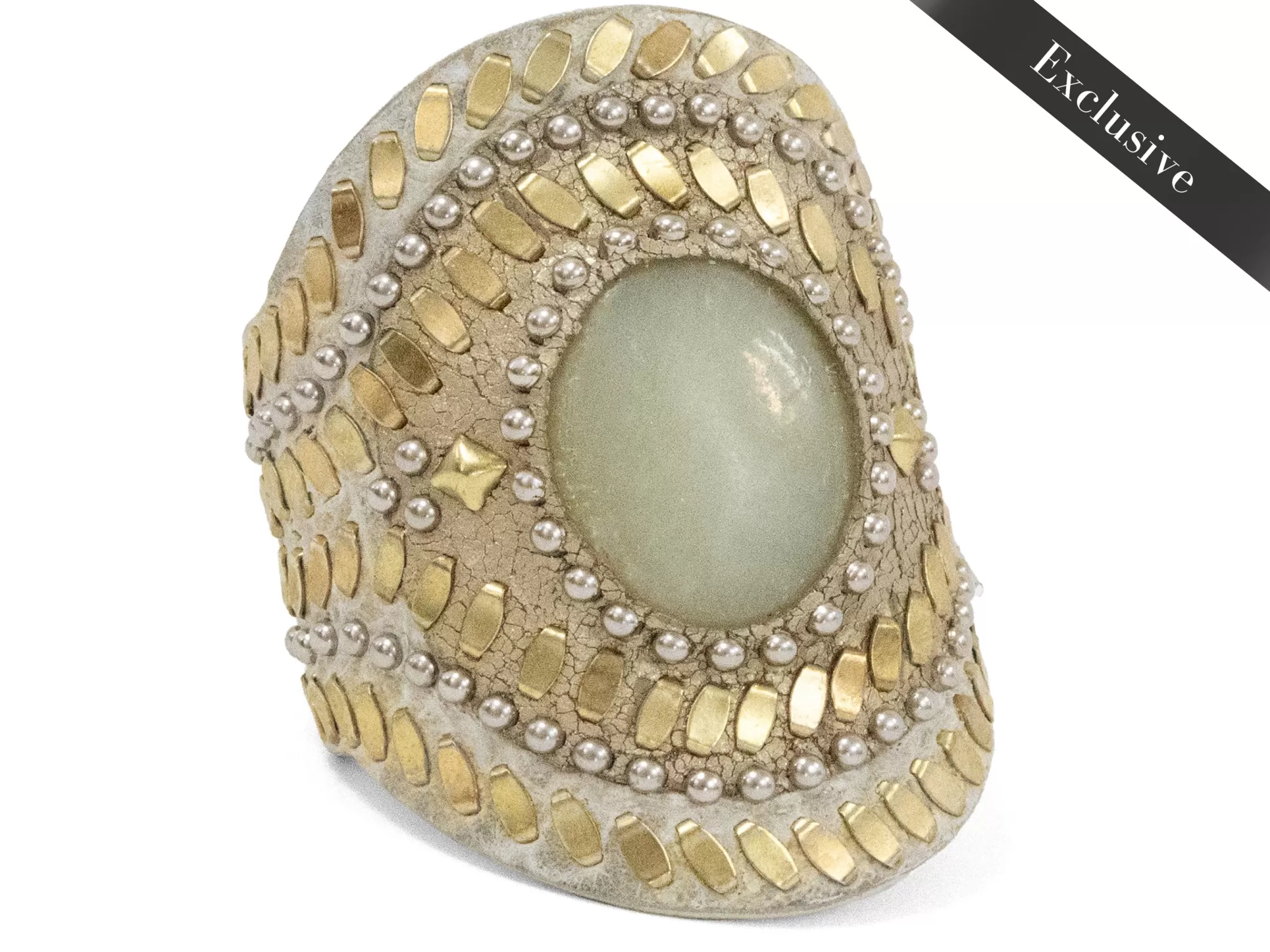 Calleen Cordero Rocal Semi-precious Jade Stone Cuff White El Paso w/ Brass & Nickelart Discount
