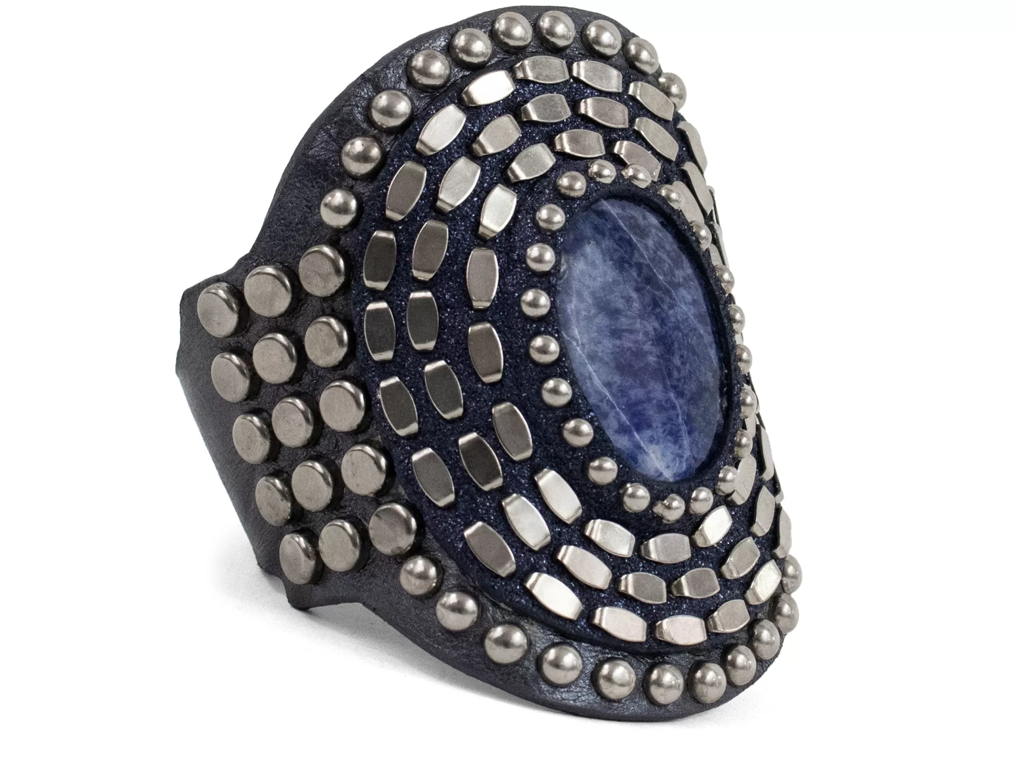 Calleen Cordero Rocal Semi-precious Lolite Stone Cuff Navy Metallic w/ Nickel Art Cheap