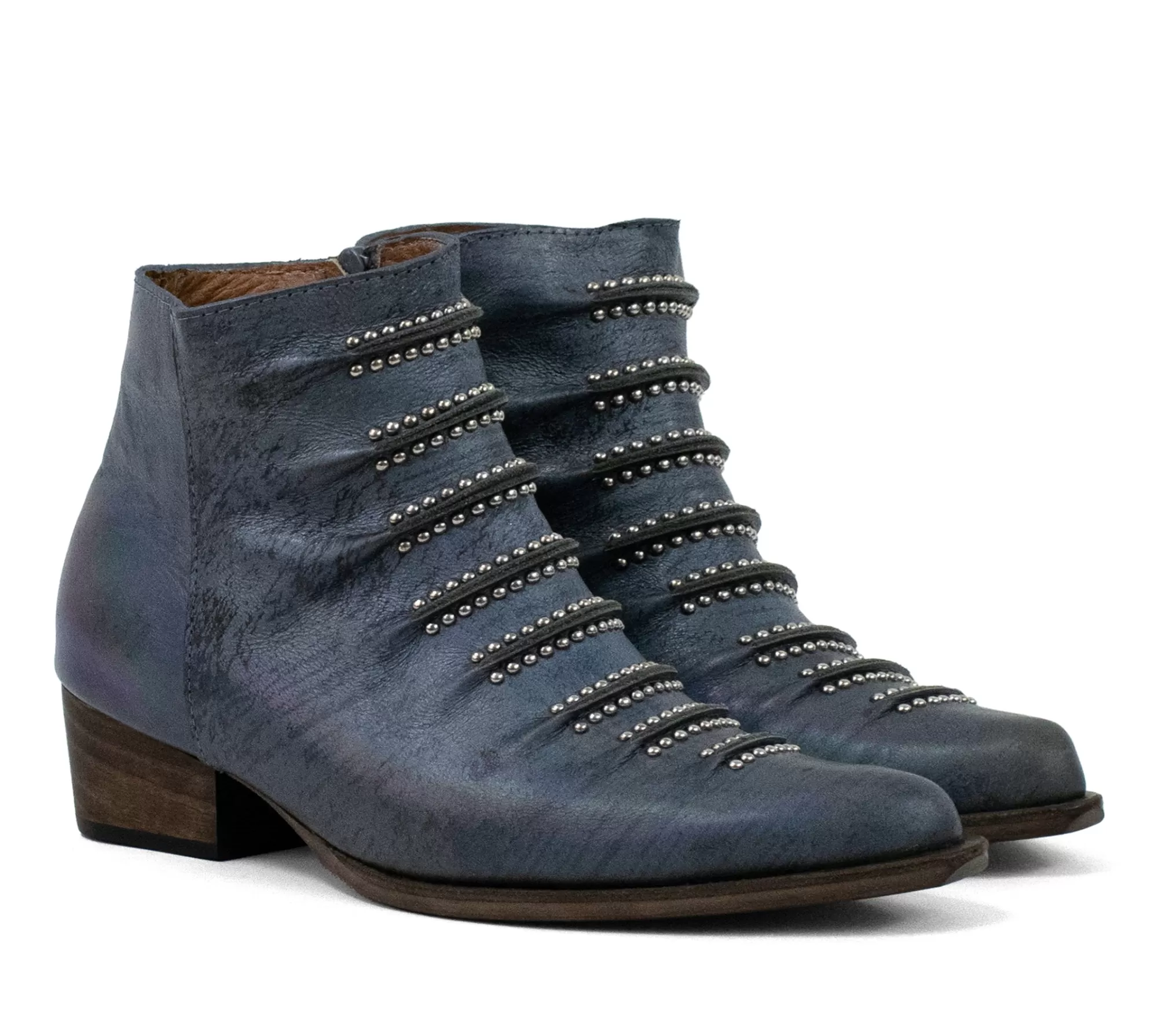 Calleen Cordero Tiba Short Boot Oil Blue Leather w/ Nickel Art Clearance