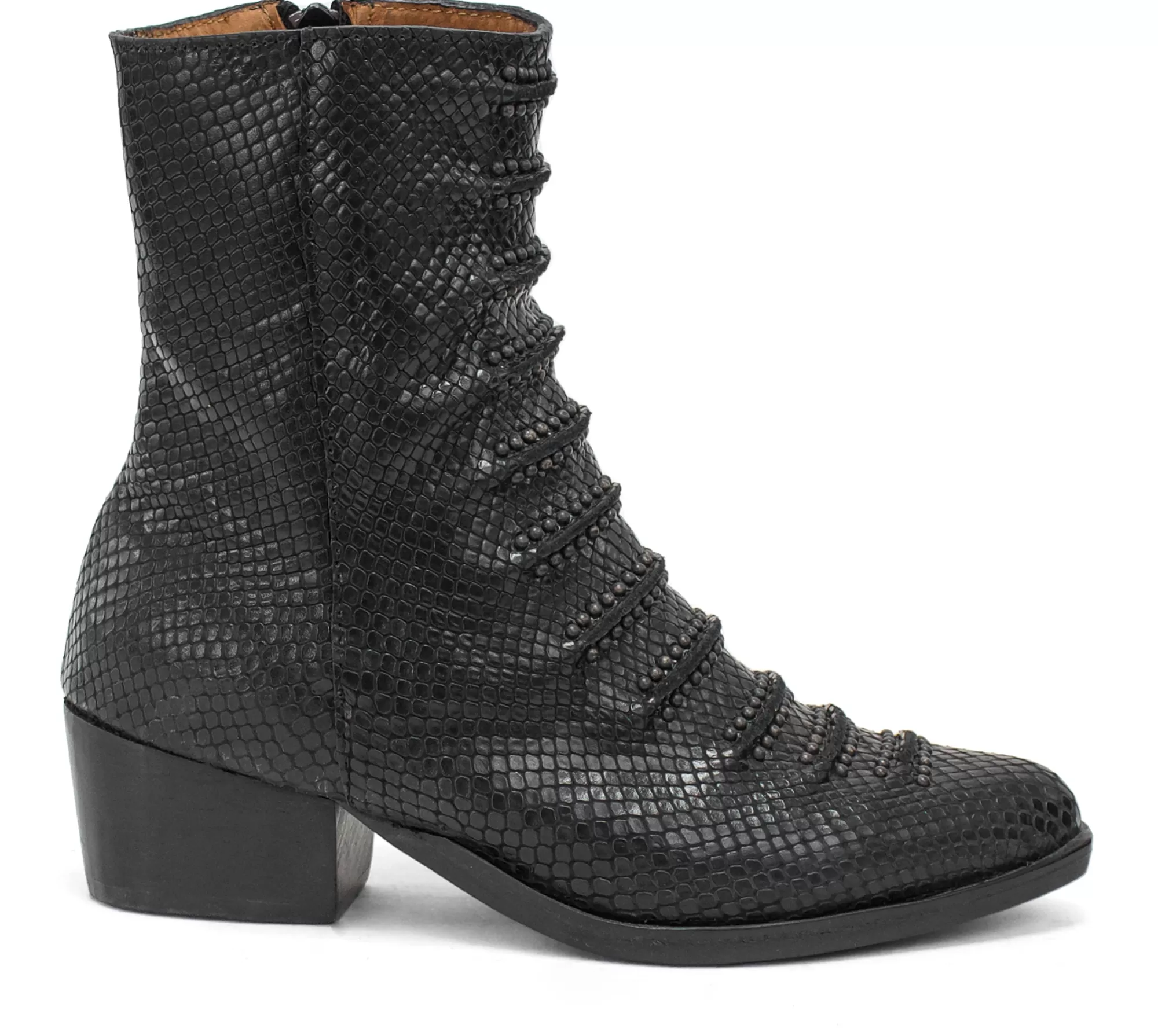 Calleen Cordero Tiba Tall Boot Black Embossed Lizard w/ Black Art Flash Sale